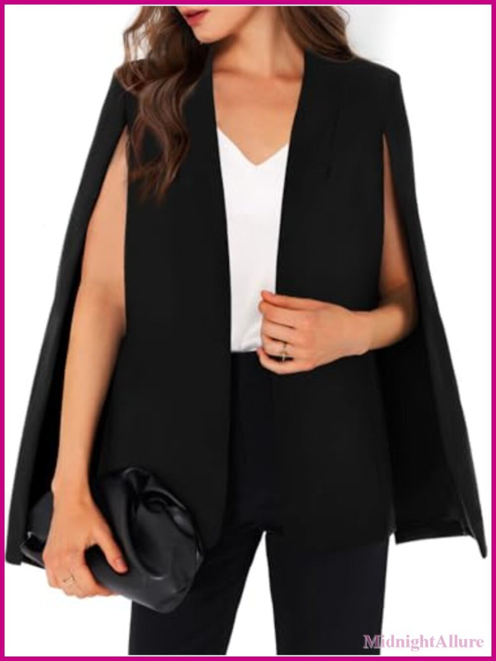 Womens Cape Blazer Split Sleeve Open Front Slim Fit Polyester Spandex